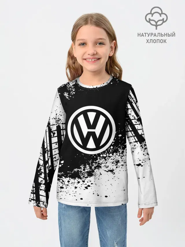 Детский лонгслив с принтом «Volkswagen — Volkswagen abstract sport»
