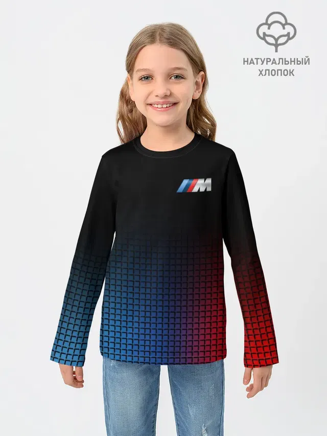 Детский лонгслив с принтом «BMW — BMW MOTORSPORT»