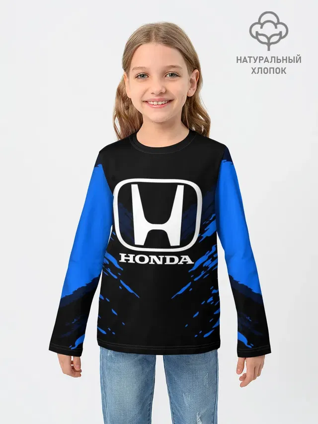 Детский лонгслив с принтом «Honda — HONDA SPORT COLLECTION»