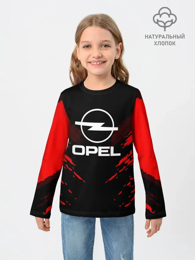 Детский лонгслив с принтом «Opel — OPEL SPORT COLLECTION»