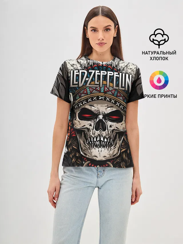 Женская базовая футболка с принтом «Skull»