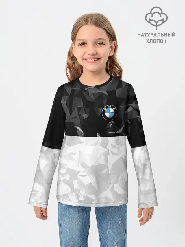 Детский лонгслив с принтом «BMW — BMW BLACK COLLECTION»