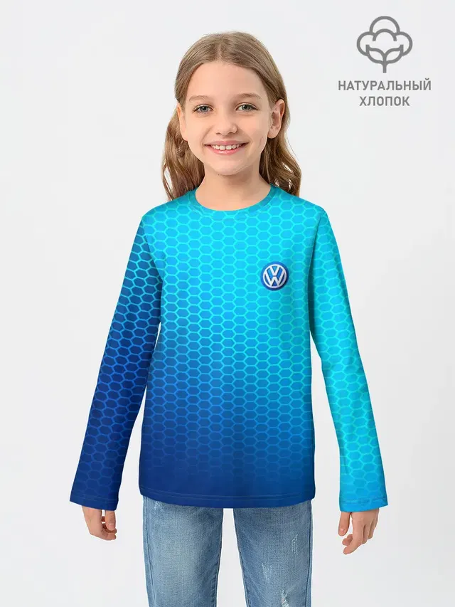Детский лонгслив с принтом «Volkswagen — VOLKSWAGEN carbon uniform 2018»