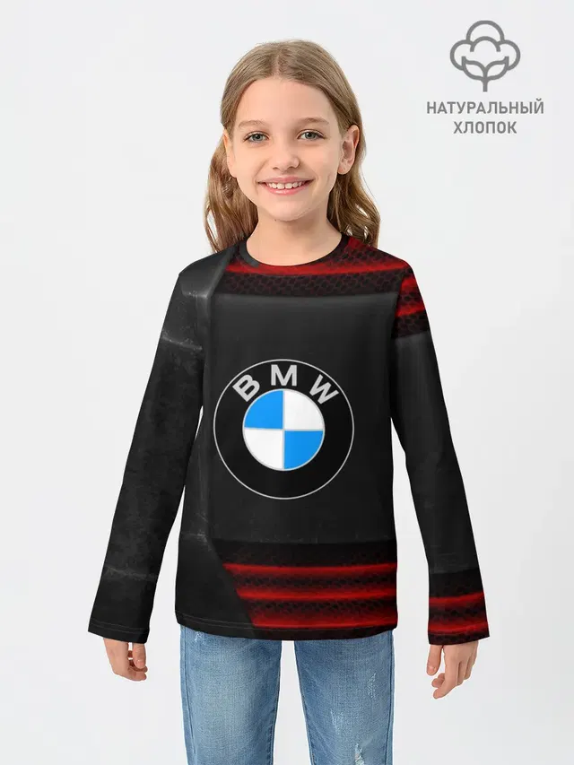 Детский лонгслив с принтом «BMW — bmw auto sport»