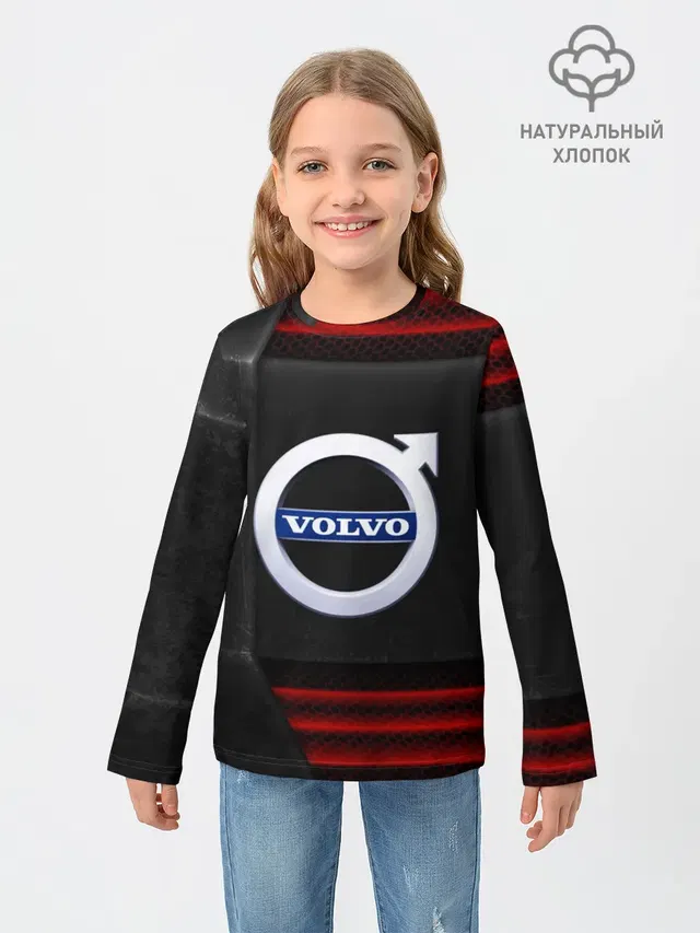 Детский лонгслив с принтом «Volvo logo — volvo auto sport»