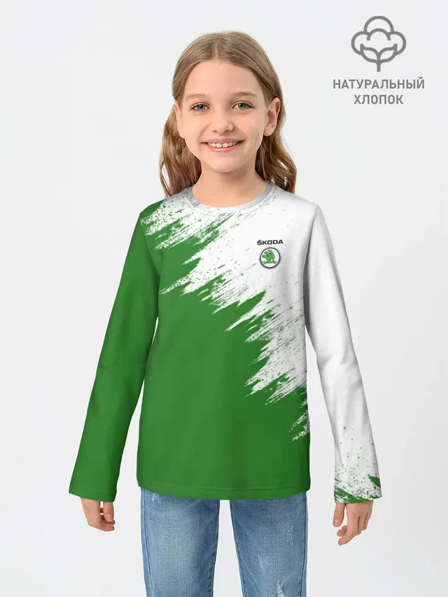 Детский лонгслив с принтом «Skoda»