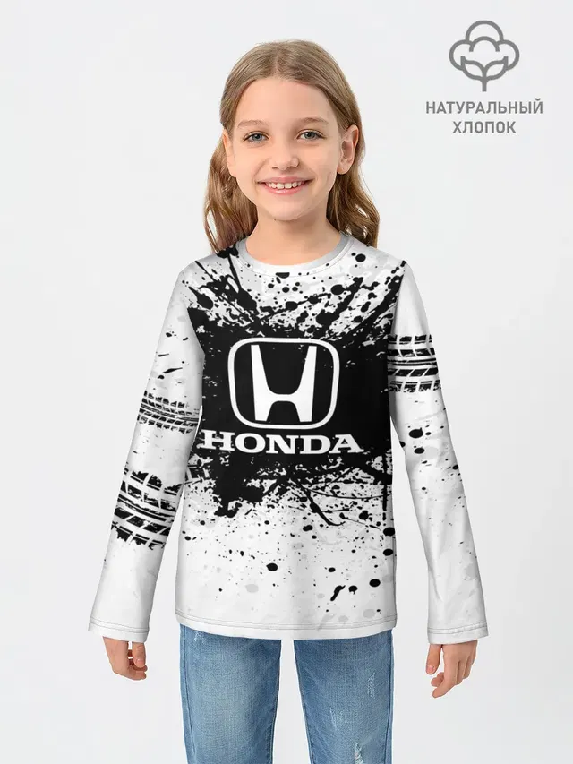 Детский лонгслив с принтом «Honda»