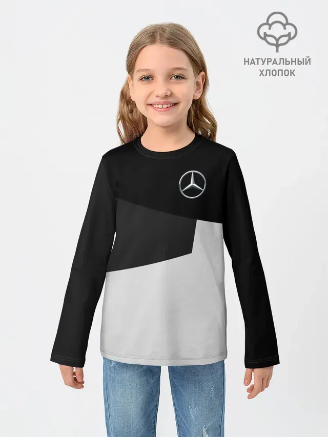 Детский лонгслив с принтом «Merсedes — MERCEDES BENZ SPORT»