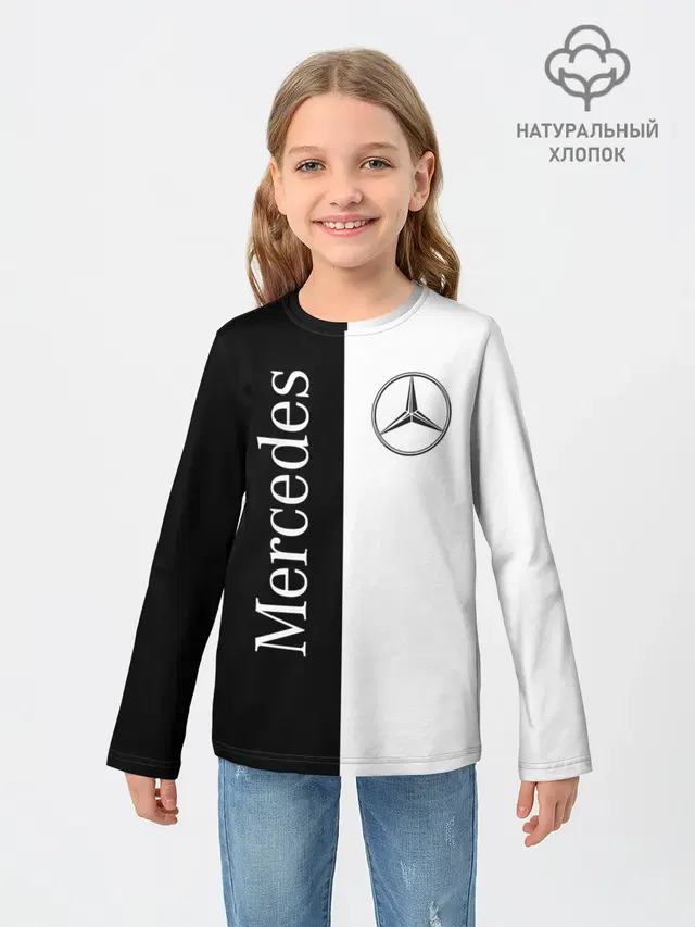 Детский лонгслив с принтом «Merсedes — Mercedes»