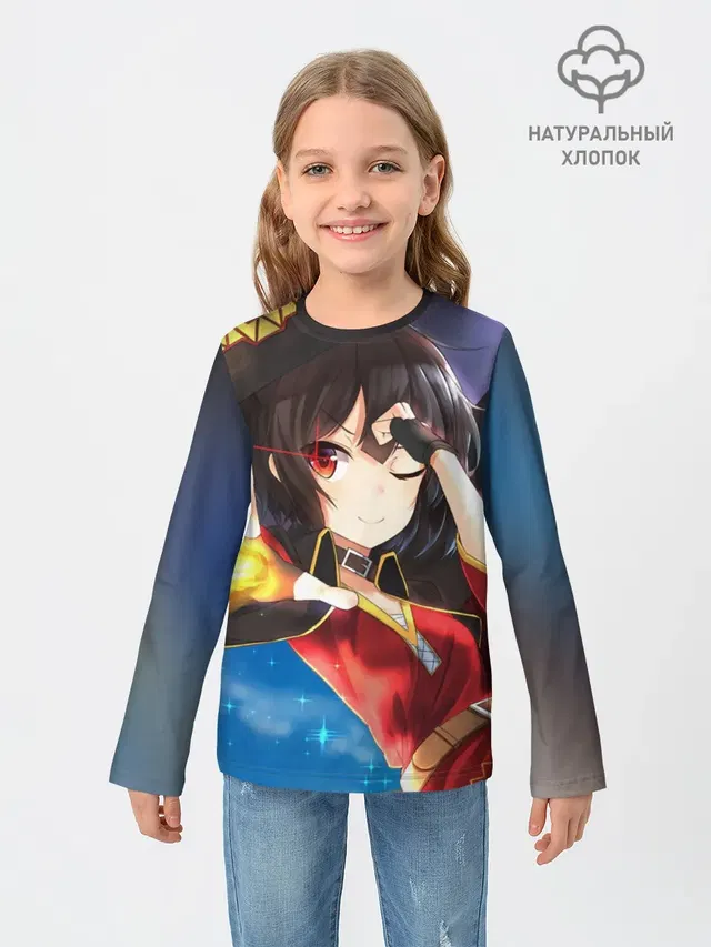 Детский лонгслив с принтом «Megumin луч из руки»