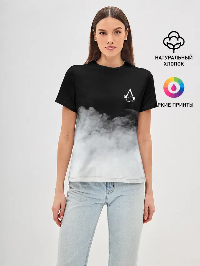 Женская базовая футболка с принтом «Smoke»