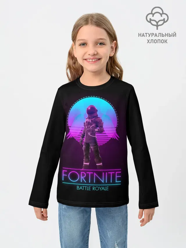 Детский лонгслив с принтом «Dark Voyager — Fortnite Battle Royale»