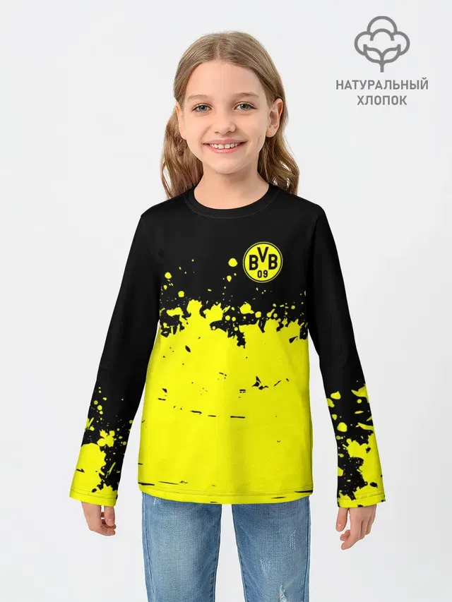 Детский лонгслив с принтом «Paint splash — BORUSSIA SPORT»