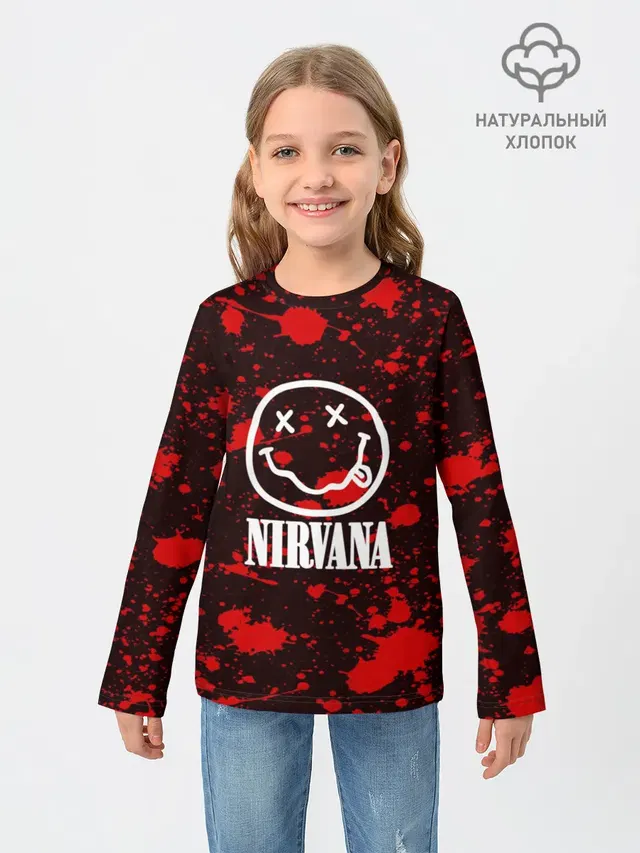 Детский лонгслив с принтом «Nirvana smiley»