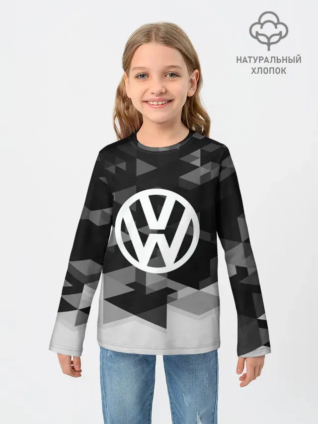 Детский лонгслив с принтом «Volkswagen — Volkswagen sport geometry»