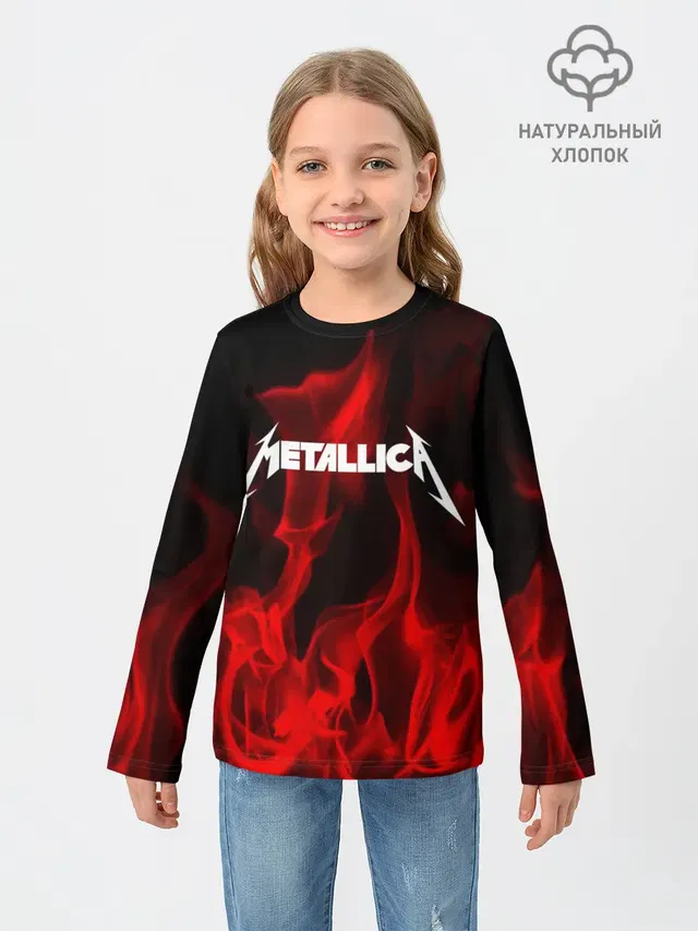 Детский лонгслив с принтом «Metallica»