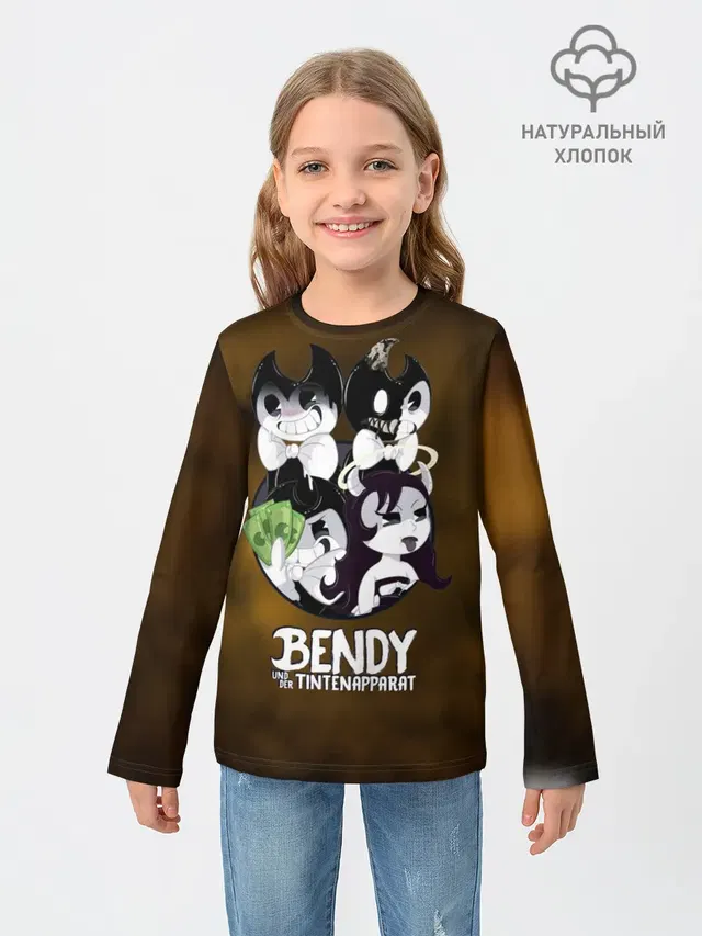Детский лонгслив с принтом «Bendy»