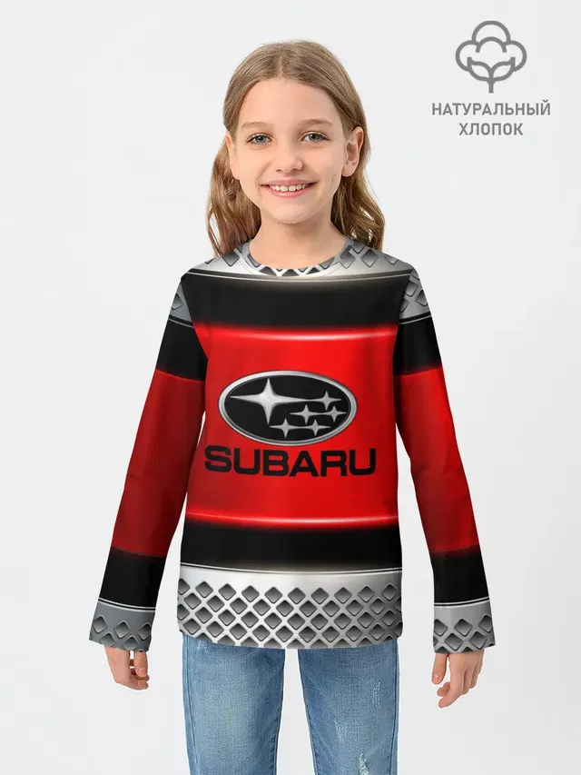 Детский лонгслив с принтом «Subaru logo»