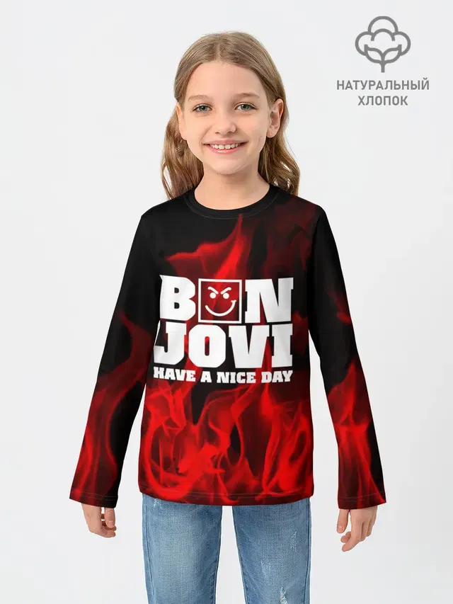 Детский лонгслив с принтом «Bon Jovi»