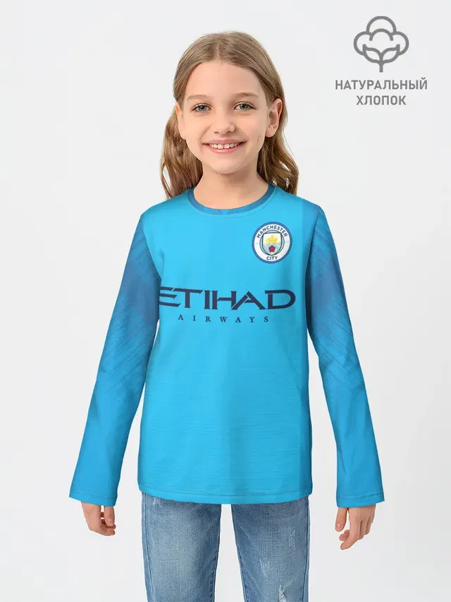 Детский лонгслив с принтом «Манчестер Сити — Man. City 18-19»