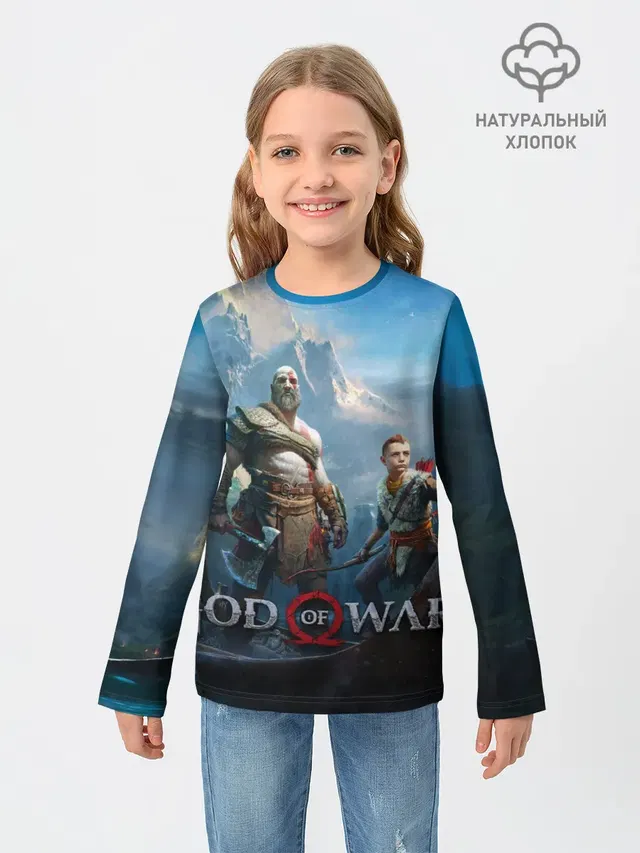 Детский лонгслив с принтом «God of war»