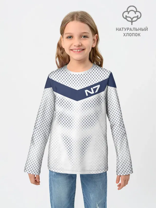 Детский лонгслив с принтом «Geometric design — Mass Effect N7»