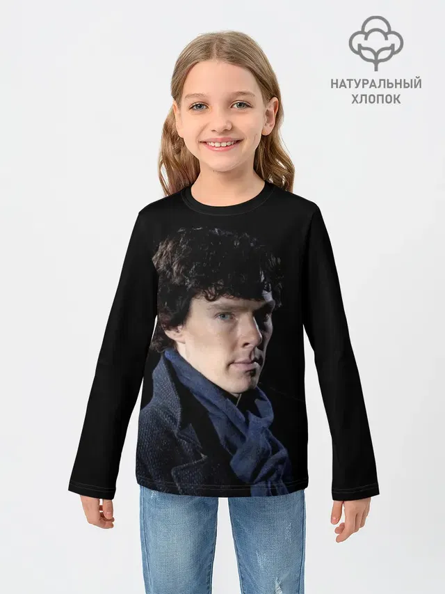Детский лонгслив с принтом «Шерлок Холмс — Sherlock»