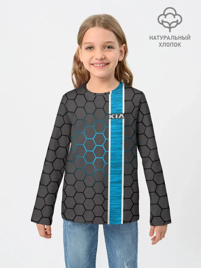 Детский лонгслив с принтом «Honeycomb pattern»