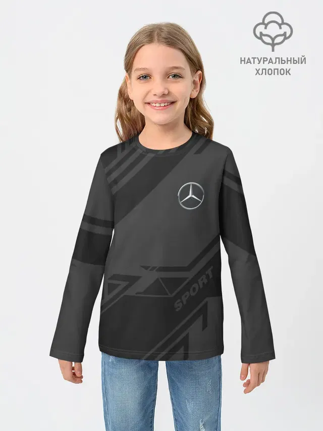 Детский лонгслив с принтом «Sport — MERCEDES SPORT»
