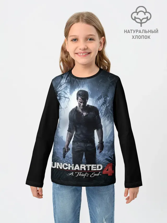 Детский лонгслив с принтом «Uncharted — Путь вора»
