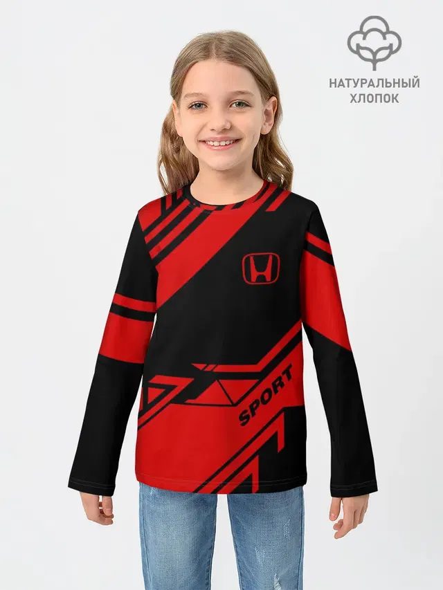 Детский лонгслив с принтом «Honda — HONDA SPORT»