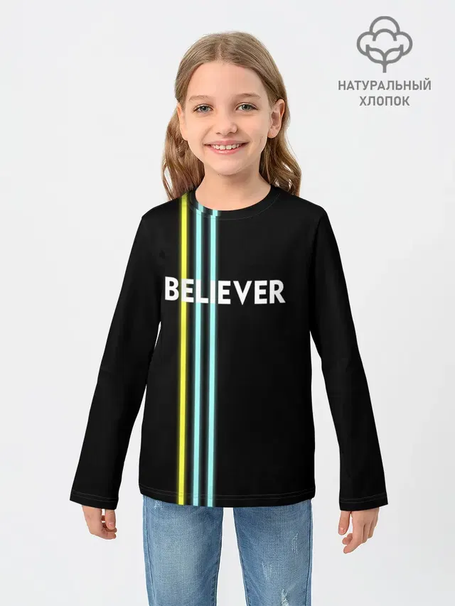 Детский лонгслив с принтом «Believer Imagine Dragons»