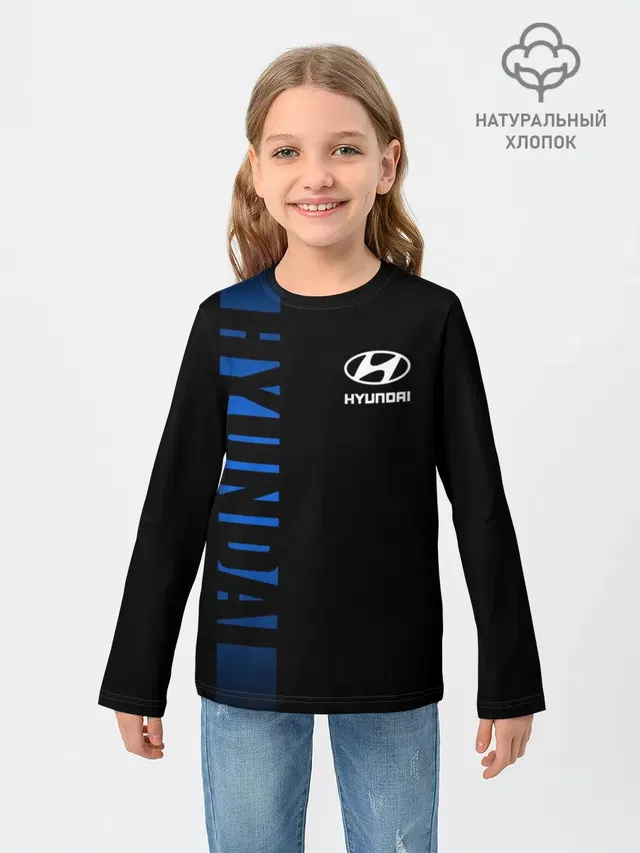 Детский лонгслив с принтом «Vertical stripe — HYUNDAI SPORT»
