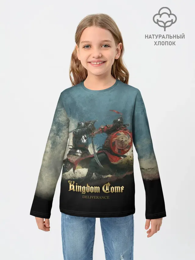 Детский лонгслив с принтом «Kingdom Come: Deliverance — Kingdom fight»