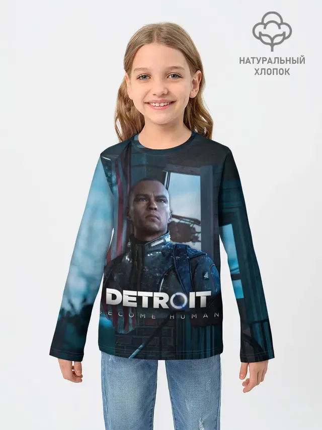 Детский лонгслив с принтом «Detroit: Become Human - Markus»