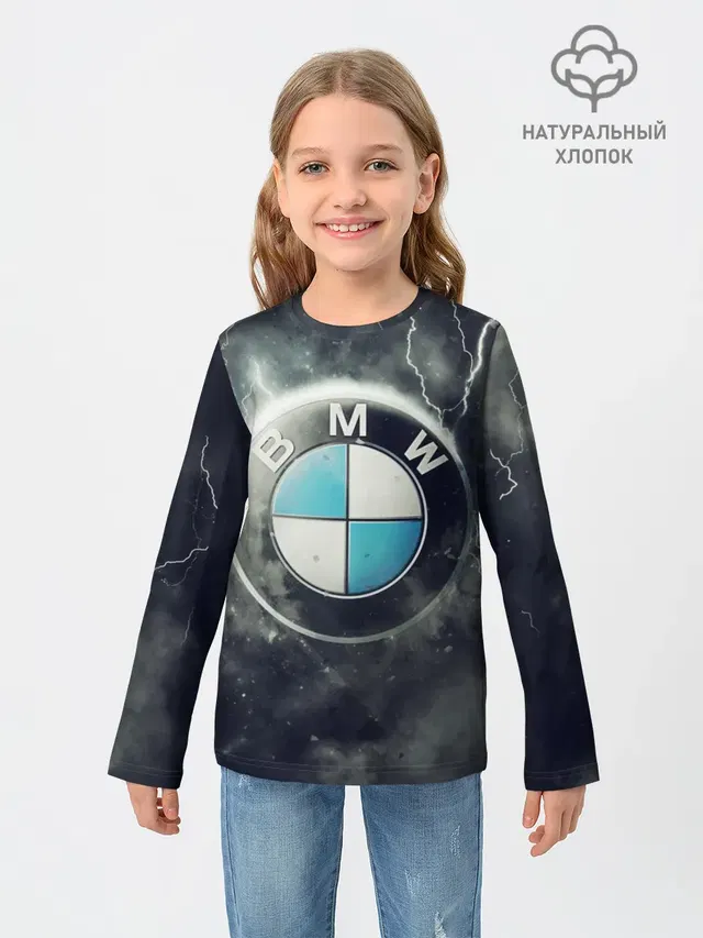 Детский лонгслив с принтом «BMW — Логотип BMW»
