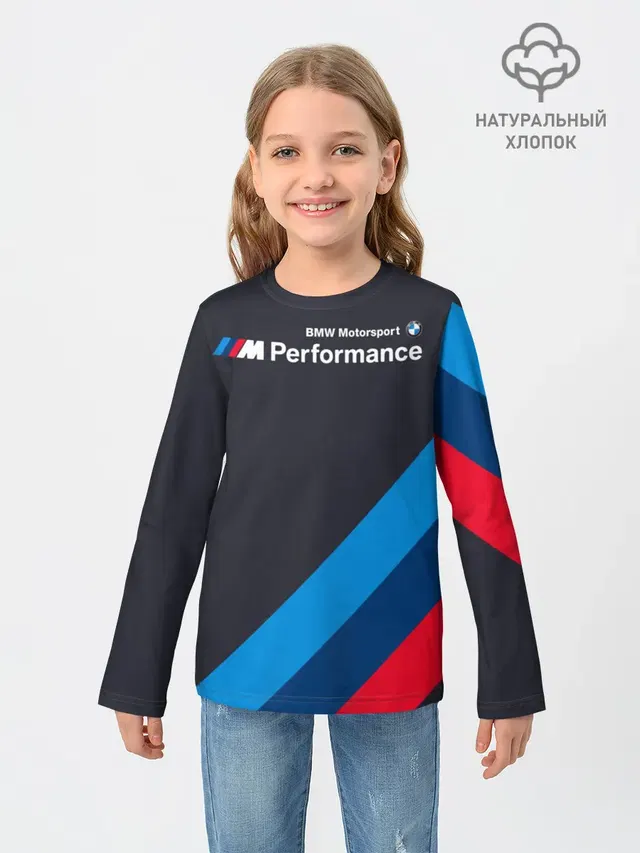Детский лонгслив с принтом «BMW — BMW Performance»