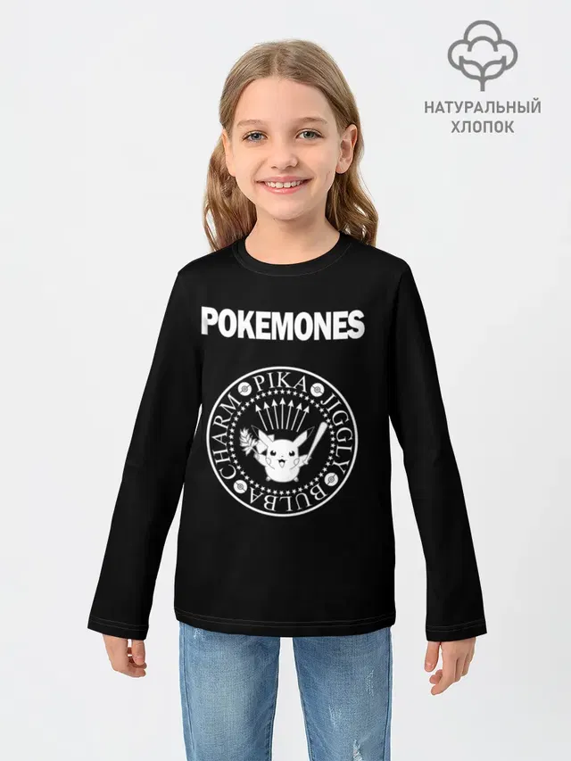 Детский лонгслив с принтом «Ramones — Pokemones»