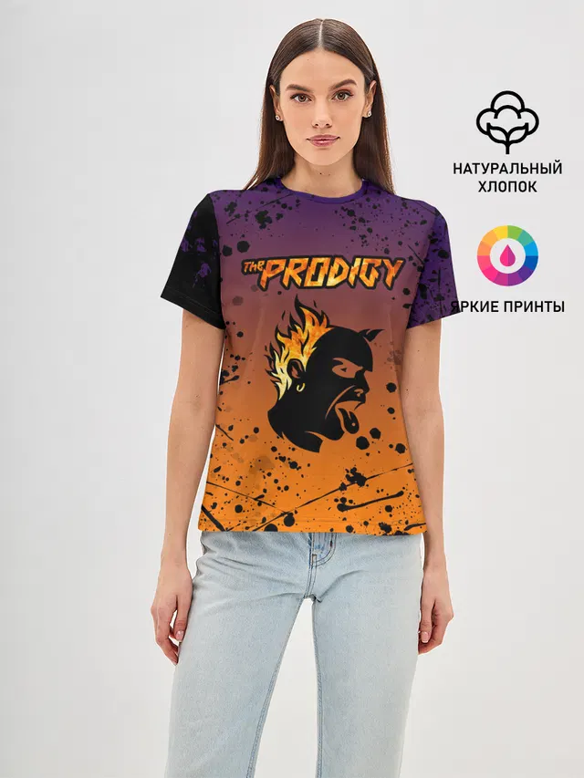 Женская базовая футболка с принтом «Prodigy — THE PRODIGY — ПРОДИДЖИ»