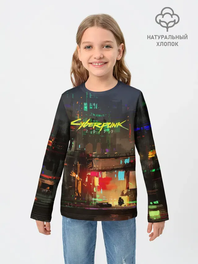 Детский лонгслив с принтом «Cyberpunk 2077»