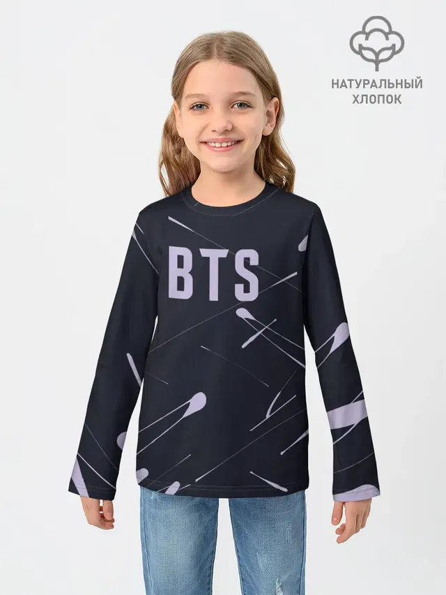Детский лонгслив с принтом «BTS»