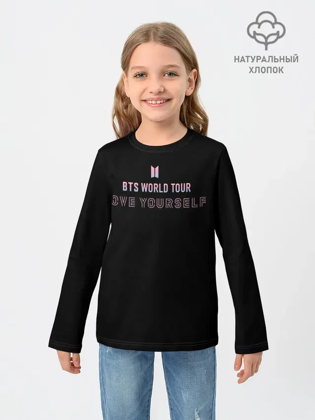 Детский лонгслив с принтом «BTS — BTS WORLD TOUR_color»