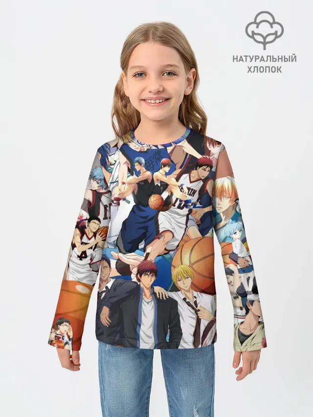 Детский лонгслив с принтом «Kuroko no Basket паттерн»