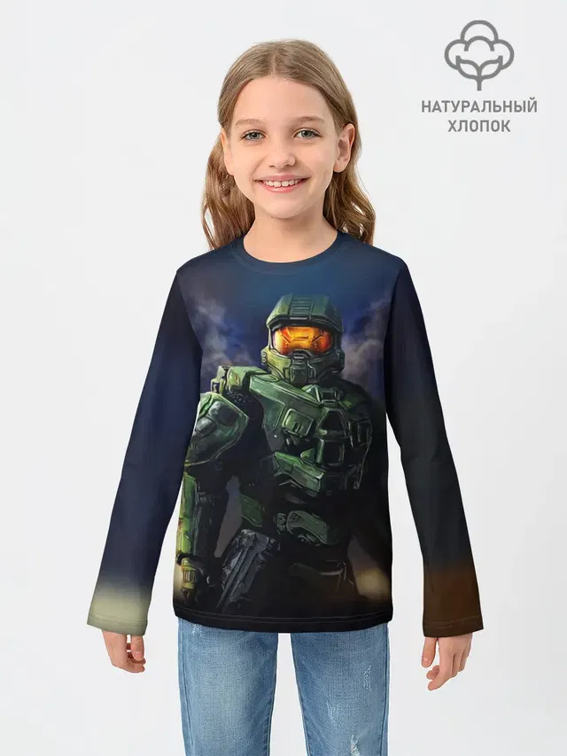 Детский лонгслив с принтом «Halo»
