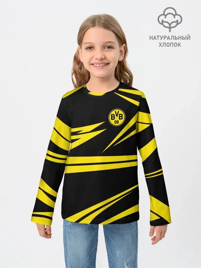 Детский лонгслив с принтом «Yellow and Black Pattern»