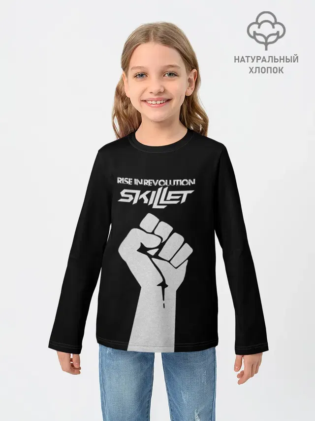 Детский лонгслив с принтом «Rise in revolution - Skillet»