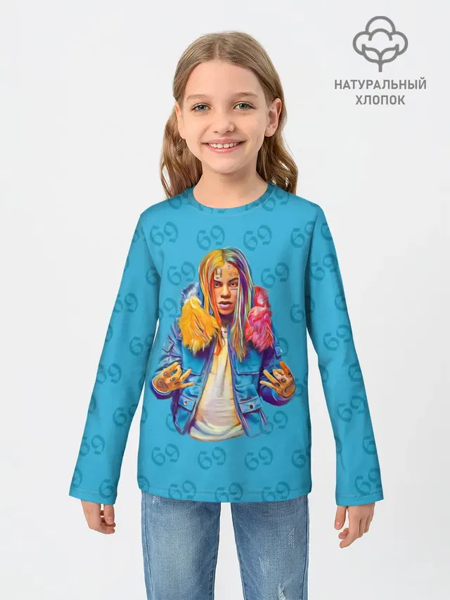 Детский лонгслив с принтом «6Ix9Ine 69»