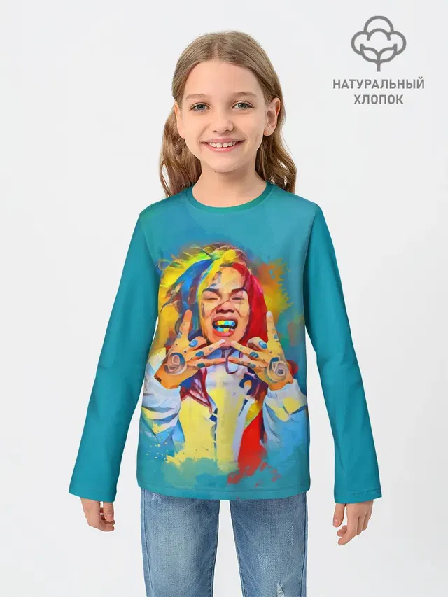 Детский лонгслив с принтом «6Ix9Ine Paints»