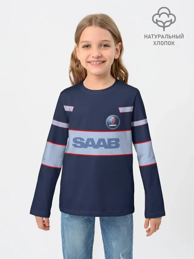 Детский лонгслив с принтом «Saab»