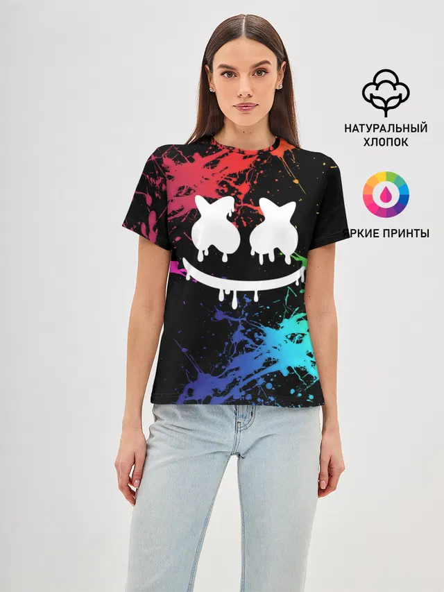 Женская базовая футболка с принтом «Paint splatter»